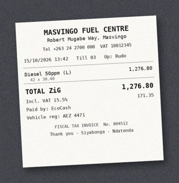 Photo of a fuel receipt
